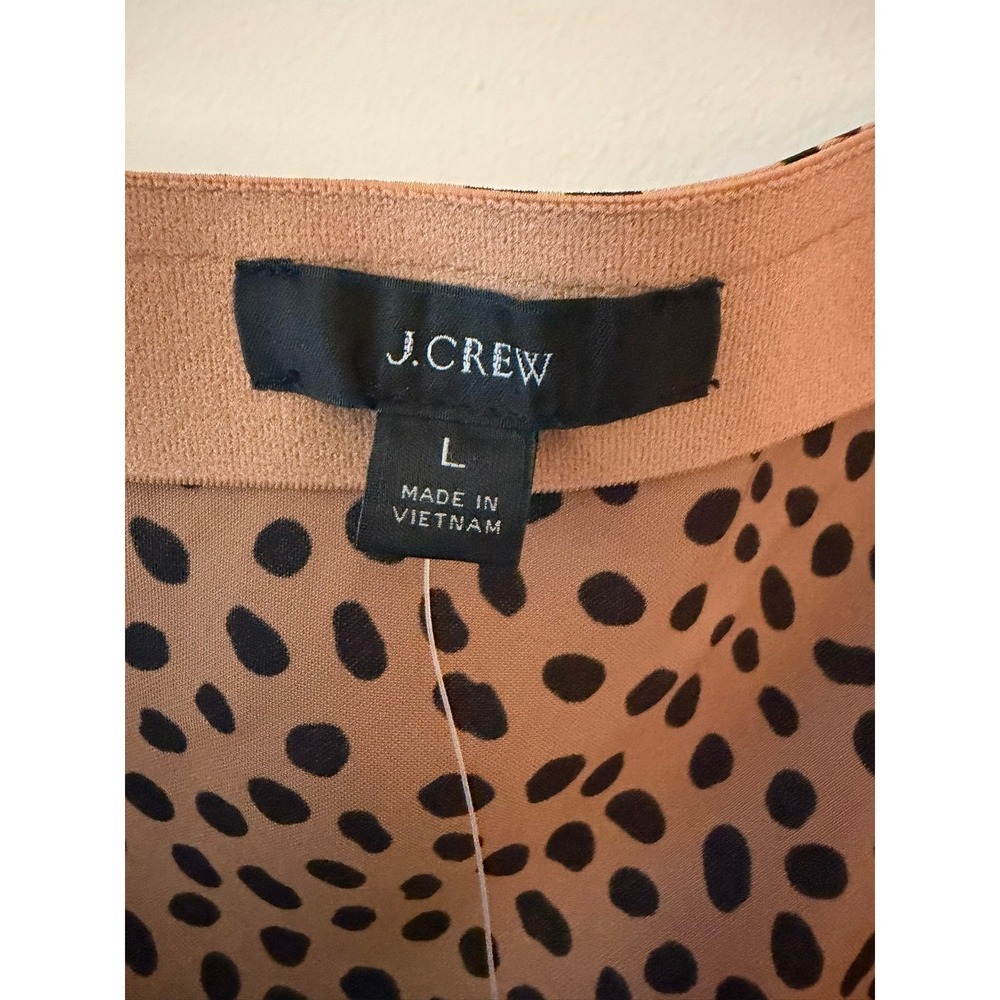NWT J.Crew Slip Skirt in Leopard Dot Black Tan Size Large - Picture 6 of 9